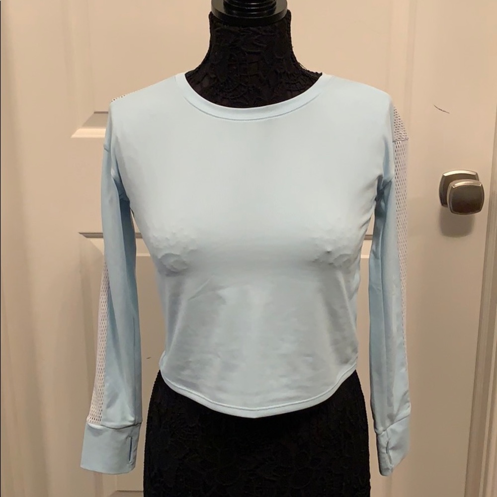 Sea foam white mesh cropped shirt